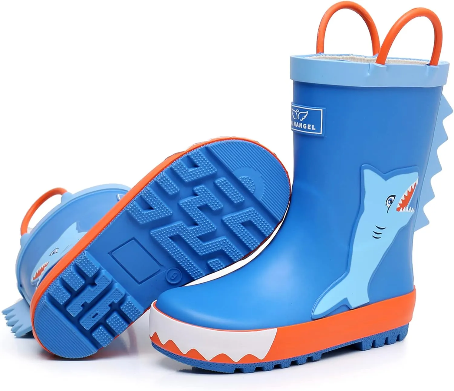 Toddler Rain Boots with Easy-On Handles, Waterproof Rubber Kids Rain Boots for Girls and Boys, in Fun Printed & Colors Unisex-Child Outdoor Rain Boots