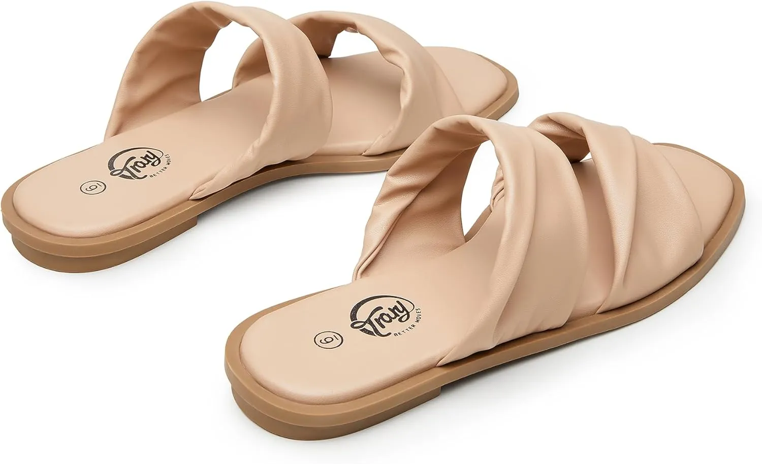 Trary Sandals Women,Leather Slides Women Comfortable Memory Foam Sandals for Women Footwear,Fashion Flat Summer Sandals for Women 2025