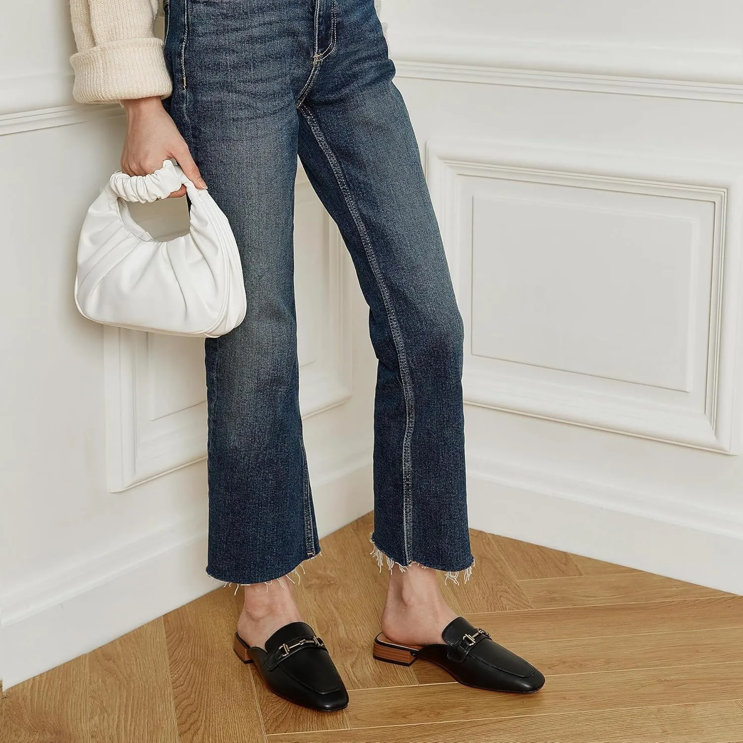 Trary Women's Mules & Loafers, Black Square Toe Mules, Classic Dressy & Casual Comfortable Shoes