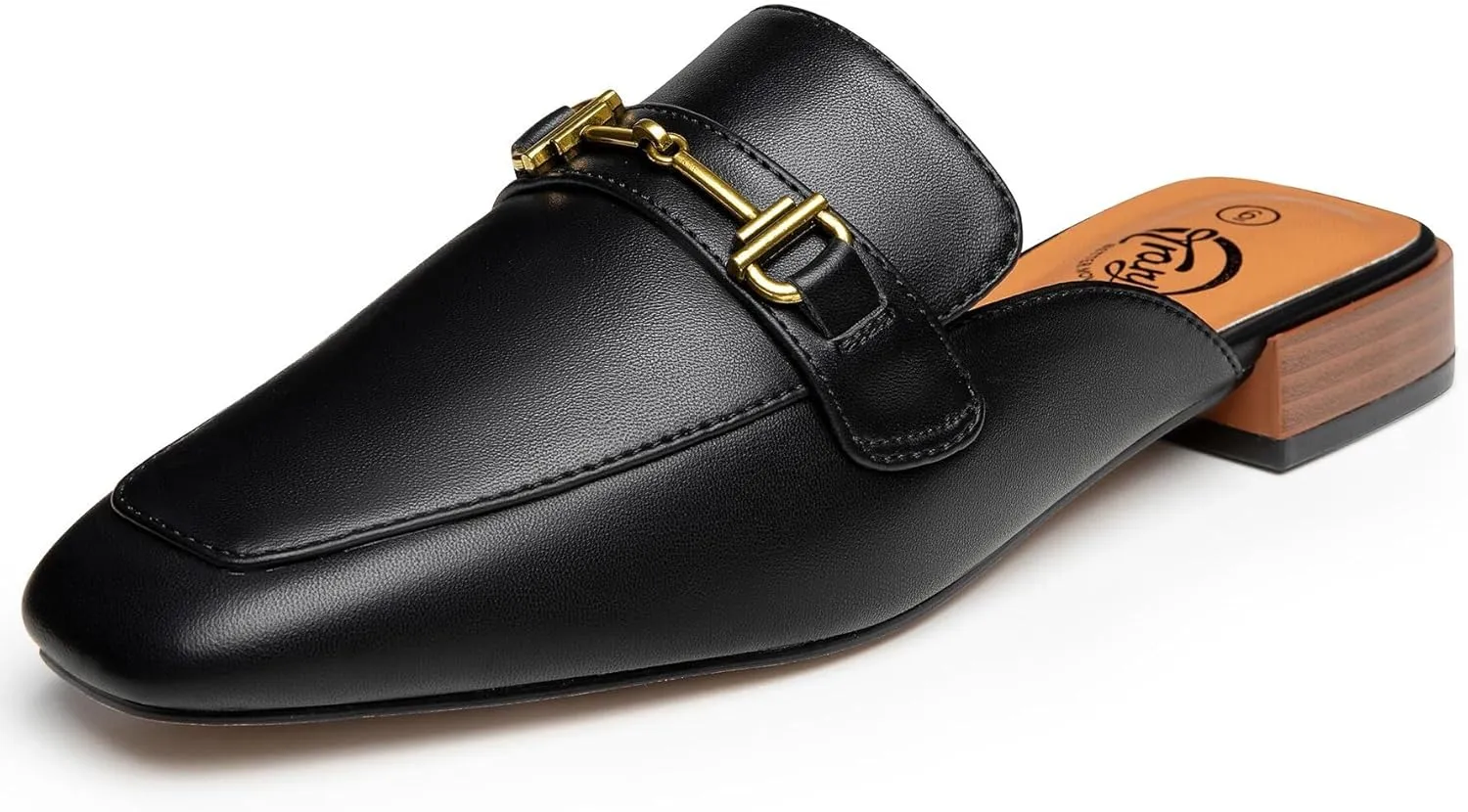 Trary Women's Mules & Loafers, Black Square Toe Mules, Classic Dressy & Casual Comfortable Shoes