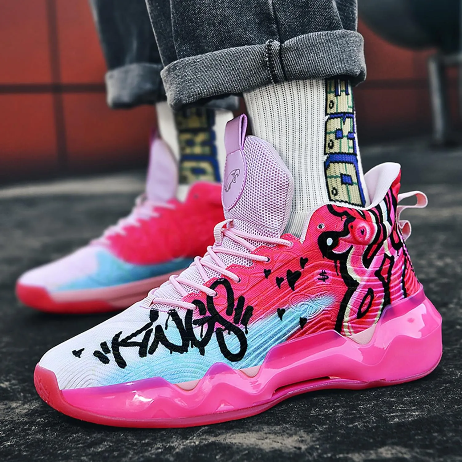 Unisex Basketball Shoes Shock-Absorbing Wear-Resistant Fashionable Lightweight Sports Training Boots
