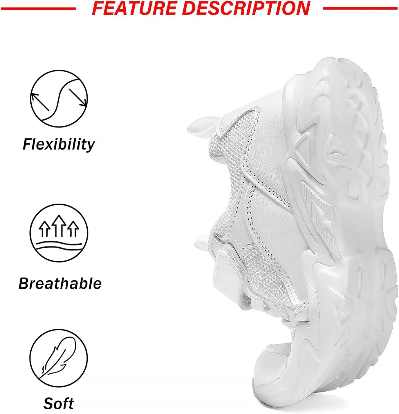 Unisex-Child White Tennis Shoes Breathable Sneakers for Boys Girls Lightweight Running Shoes Kids Toddler/Little Kid/Big Kid Gym Footwear