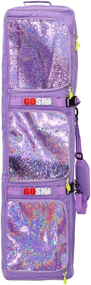 UNISTRENGH Wheeled Snowboard Bags for Air Travel, Waterproof Separate Compartment Skiing Backpack with Colorful sequins, wheels - for Snow Snowboarding-135CM