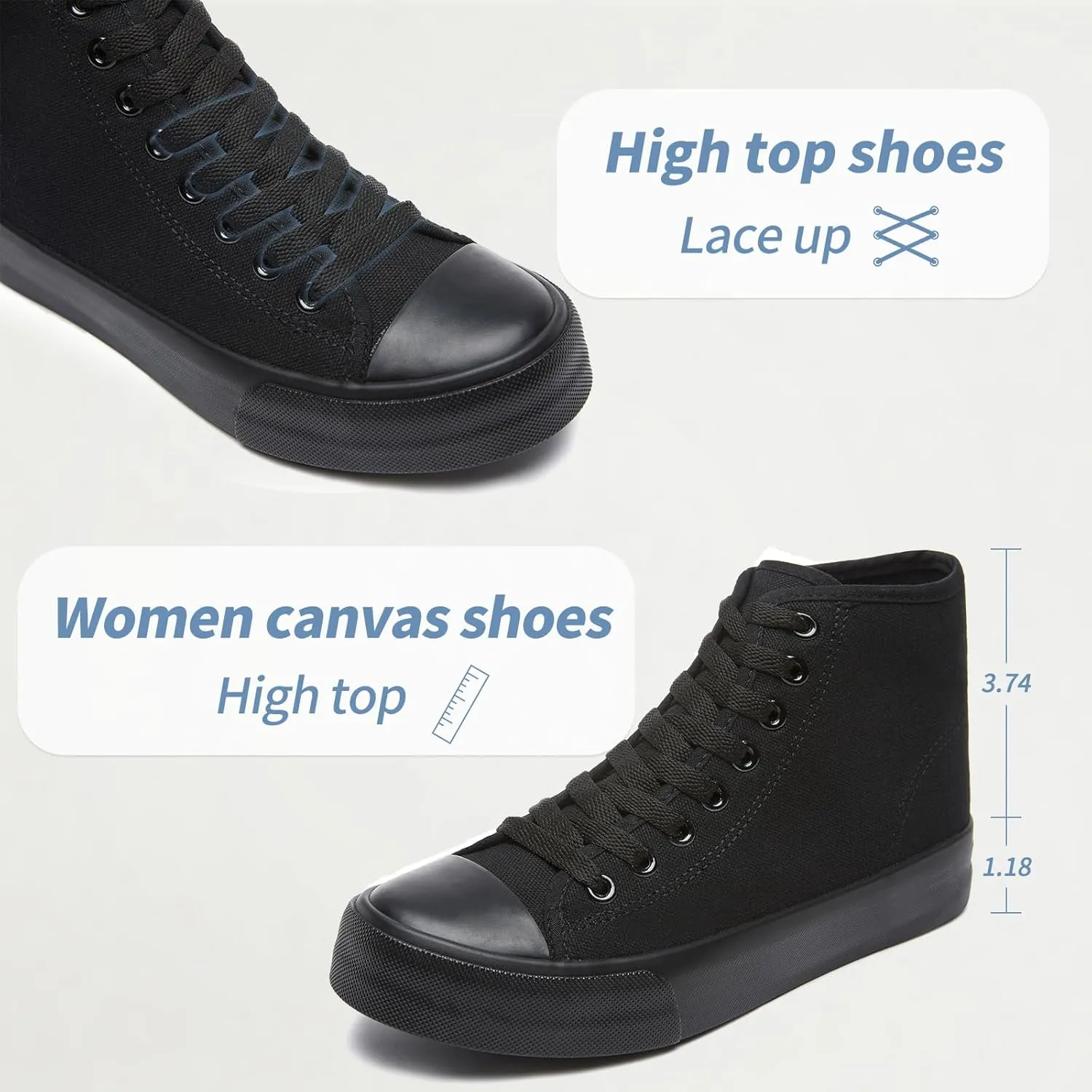 Uoidru High Top Sneakers for Women Canvas Shoes White Canvas High Tops Women Casual Shoes Lace Up Fashion Sneakers