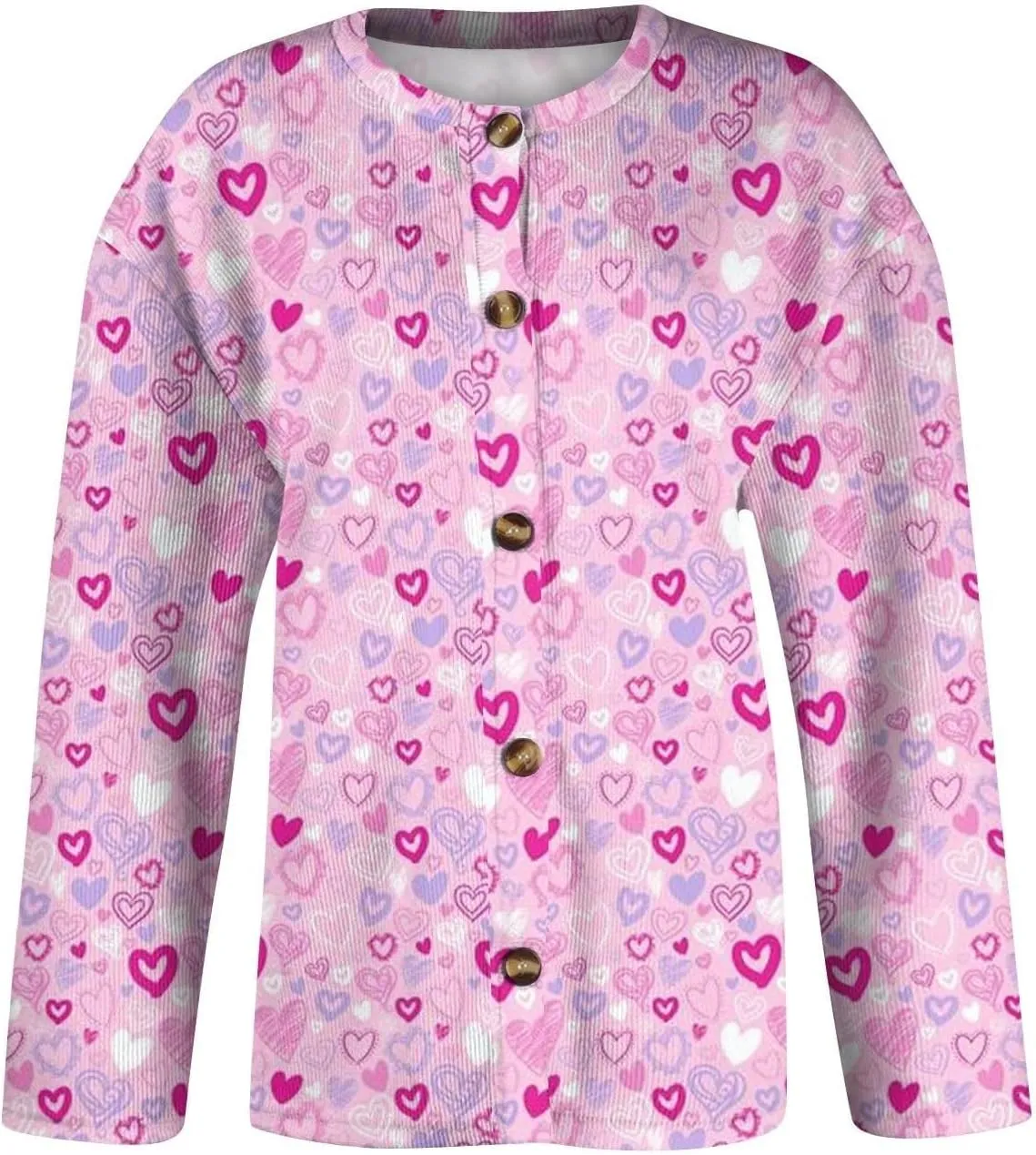 Valentines Cardigan for Women 2025 Lightweight Plus Size Cute Heart Print Long Sleeve Button Open Front Knit Sweater