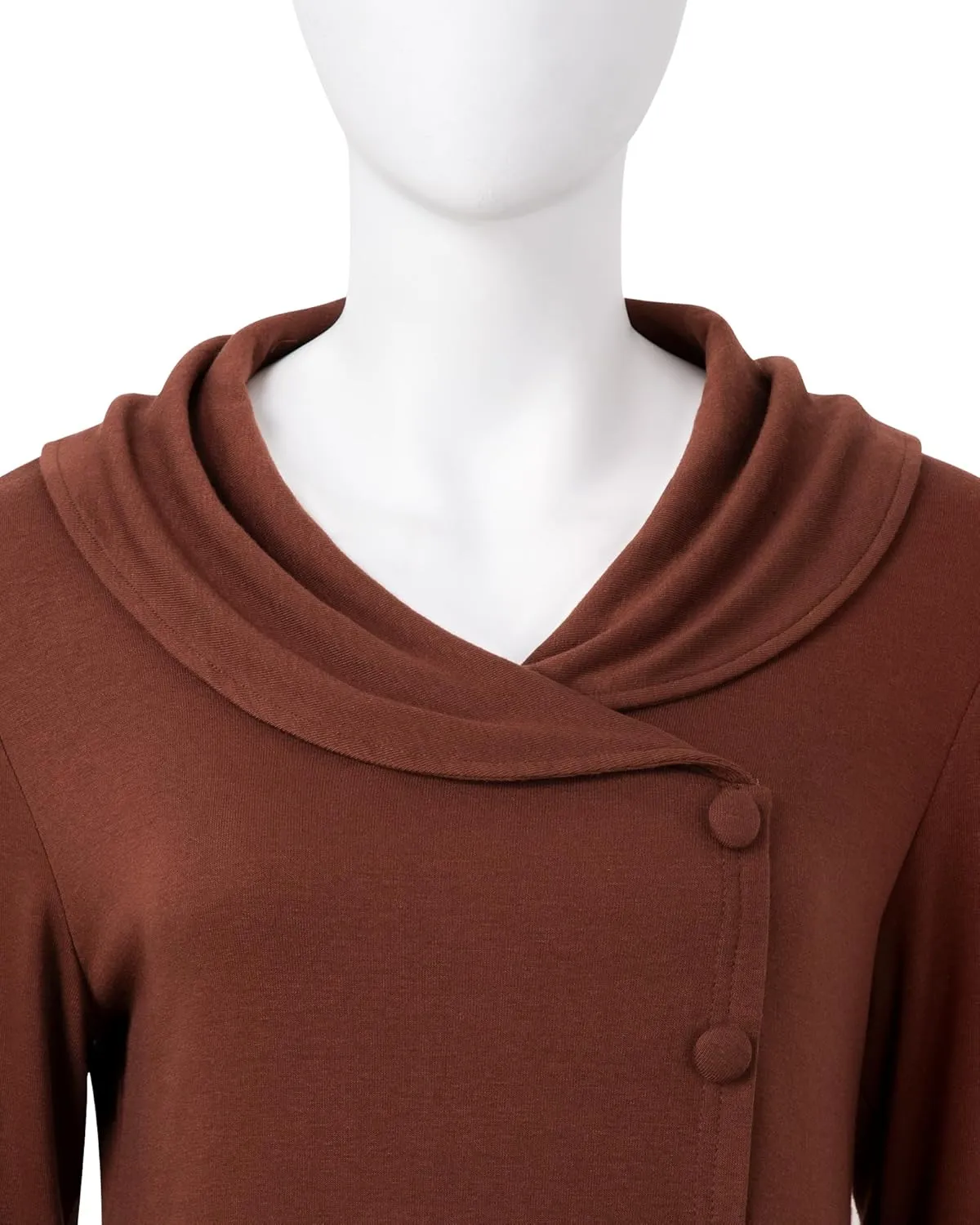 VALOLIA Womens Long Sleeve Tops Fall Winter Buttons Side Tulip Hem Lapel Pullover Sweatshirt