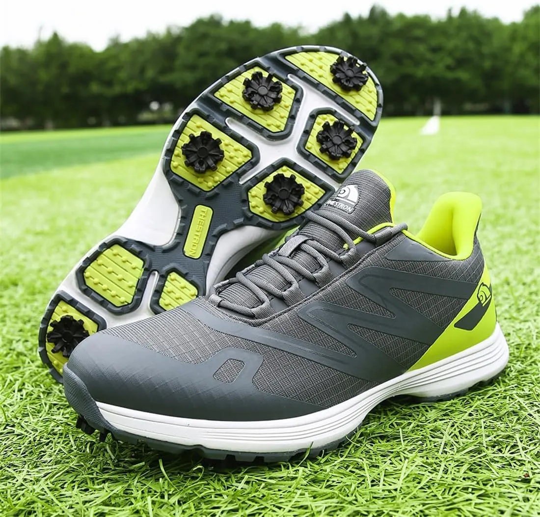 VEACAM Men's Athletic Golf Shoes, Breathable Golf Sneakers with Spikes Shoes Water-Resistant Non-Slip Golf Footwear