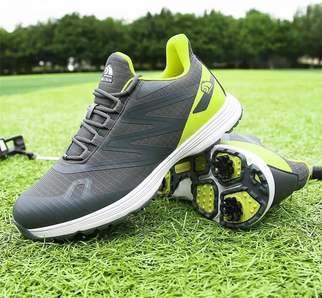 VEACAM Men's Athletic Golf Shoes, Breathable Golf Sneakers with Spikes Shoes Water-Resistant Non-Slip Golf Footwear