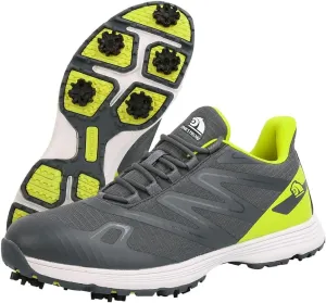 VEACAM Men's Athletic Golf Shoes, Breathable Golf Sneakers with Spikes Shoes Water-Resistant Non-Slip Golf Footwear