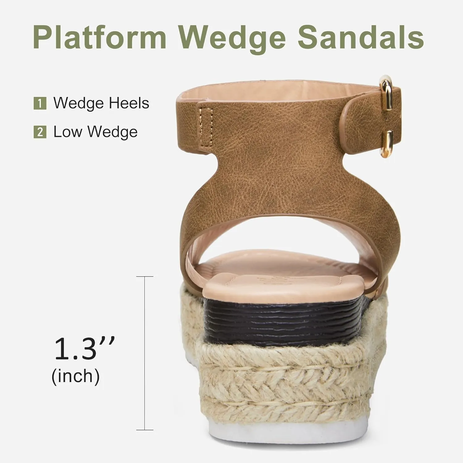 Vepose Women's 400A Platform Wedge Sandals, Summer Espadrilles Sandals with Ankle Strap