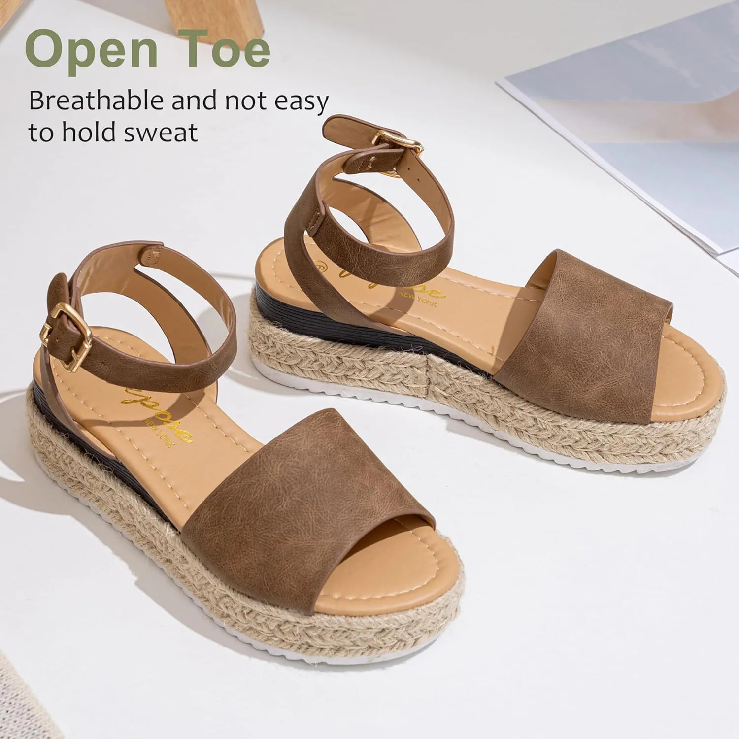 Vepose Women's 400A Platform Wedge Sandals, Summer Espadrilles Sandals with Ankle Strap