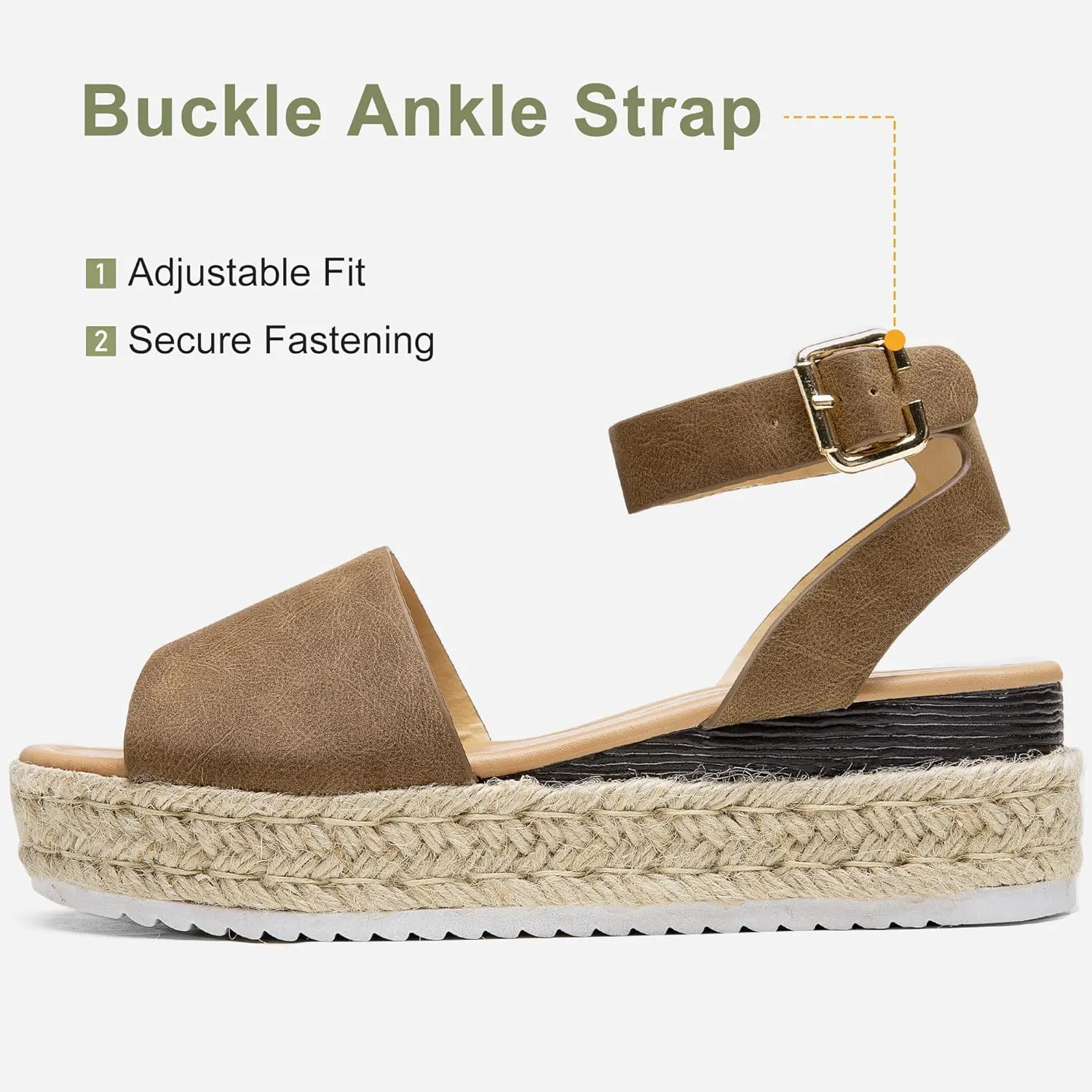 Vepose Women's 400A Platform Wedge Sandals, Summer Espadrilles Sandals with Ankle Strap
