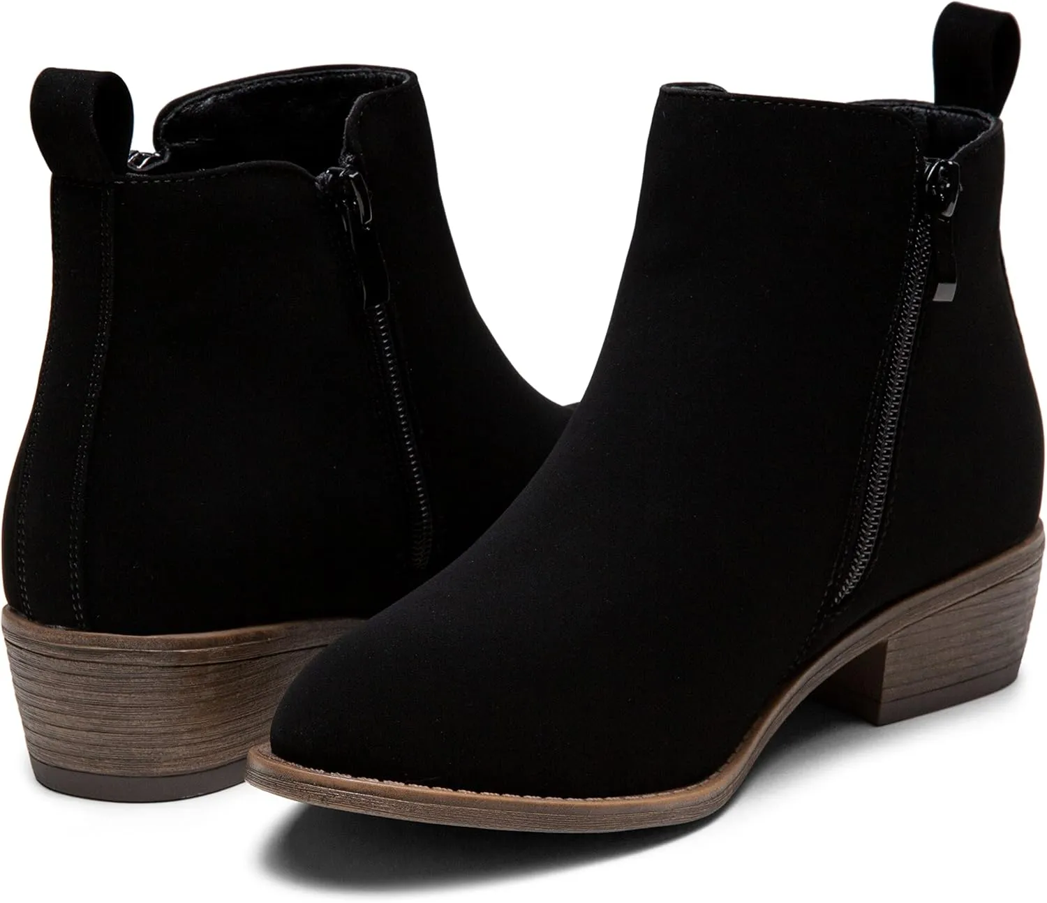 Vepose Women's Ankle Boots Low Heel Casual Boot Round Toe Zipper Booties for Women