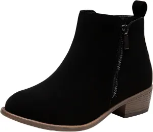 Vepose Women's Ankle Boots Low Heel Casual Boot Round Toe Zipper Booties for Women