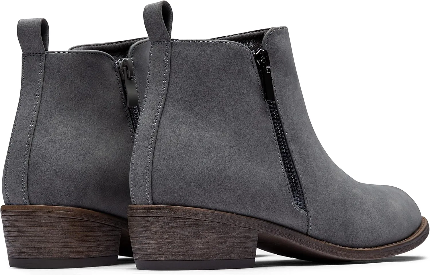 Vepose Women's Ankle Boots Low Heel Casual Boot Round Toe Zipper Booties for Women