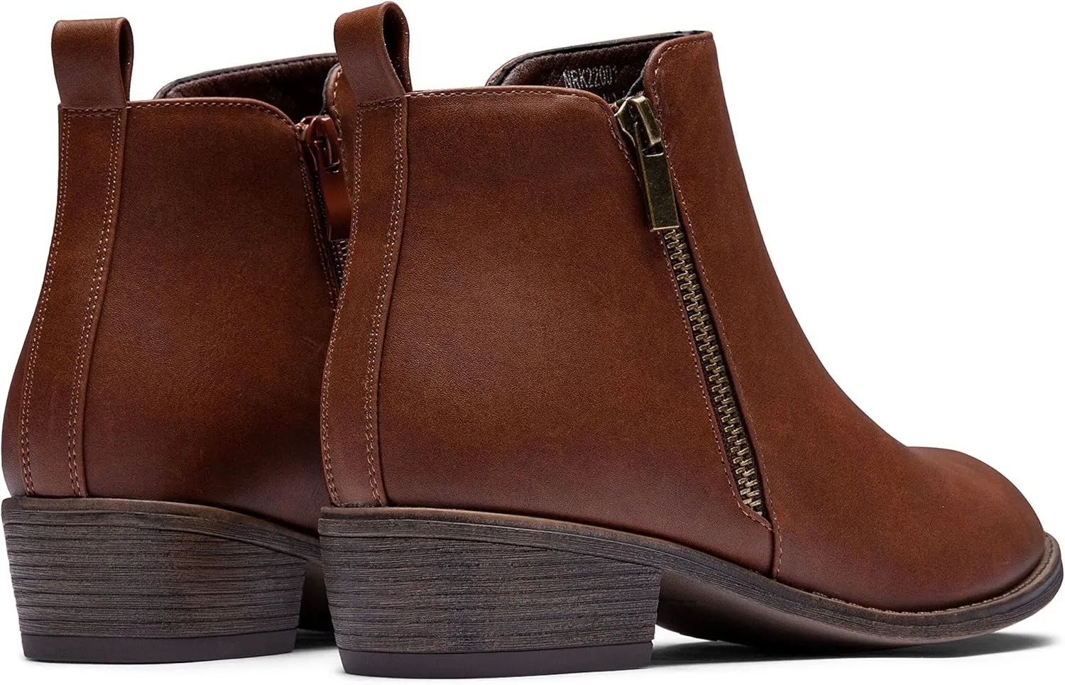 Vepose Women's Ankle Boots Low Heel Casual Boot Round Toe Zipper Booties for Women