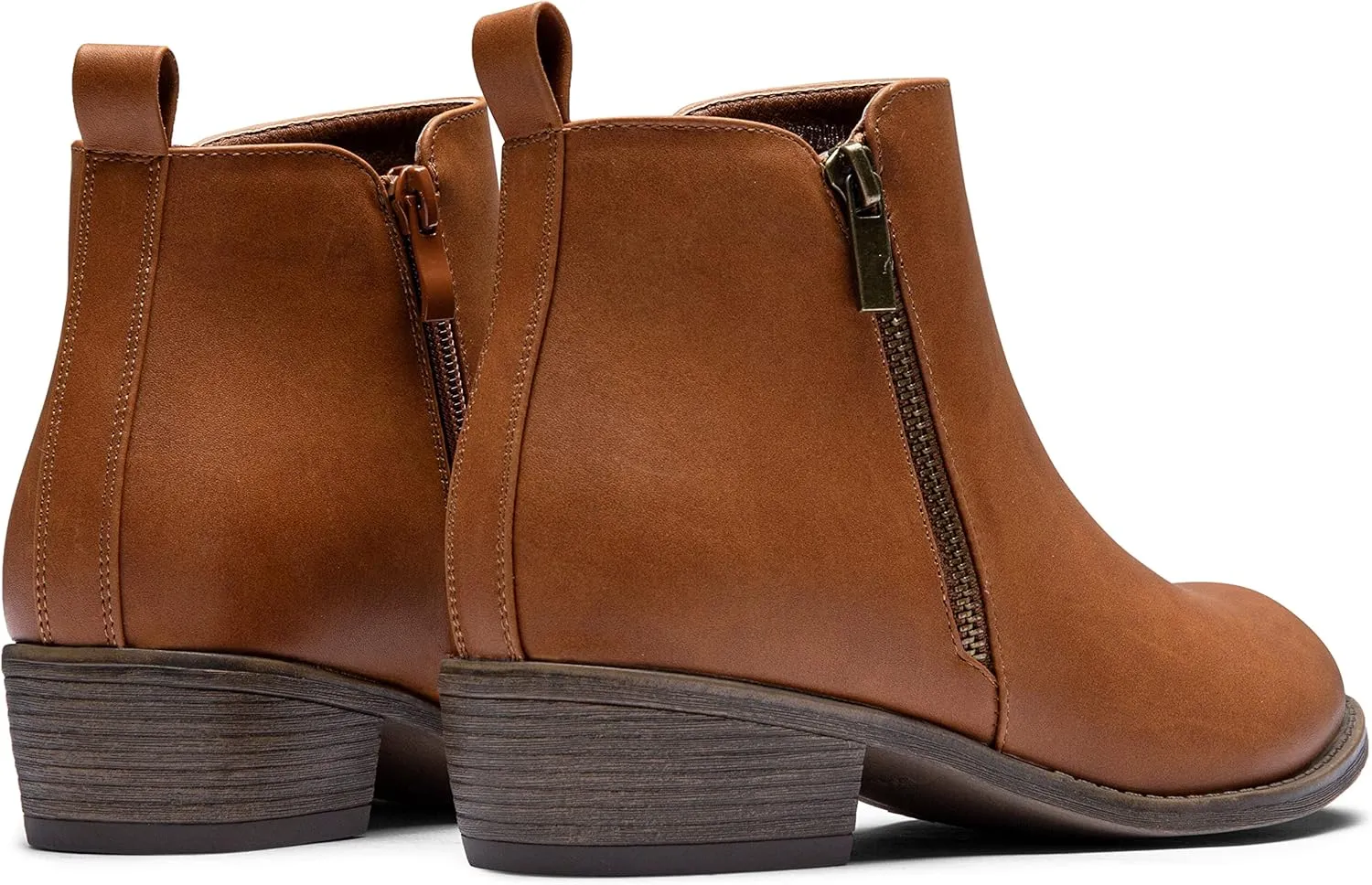 Vepose Women's Ankle Boots Low Heel Casual Boot Round Toe Zipper Booties for Women