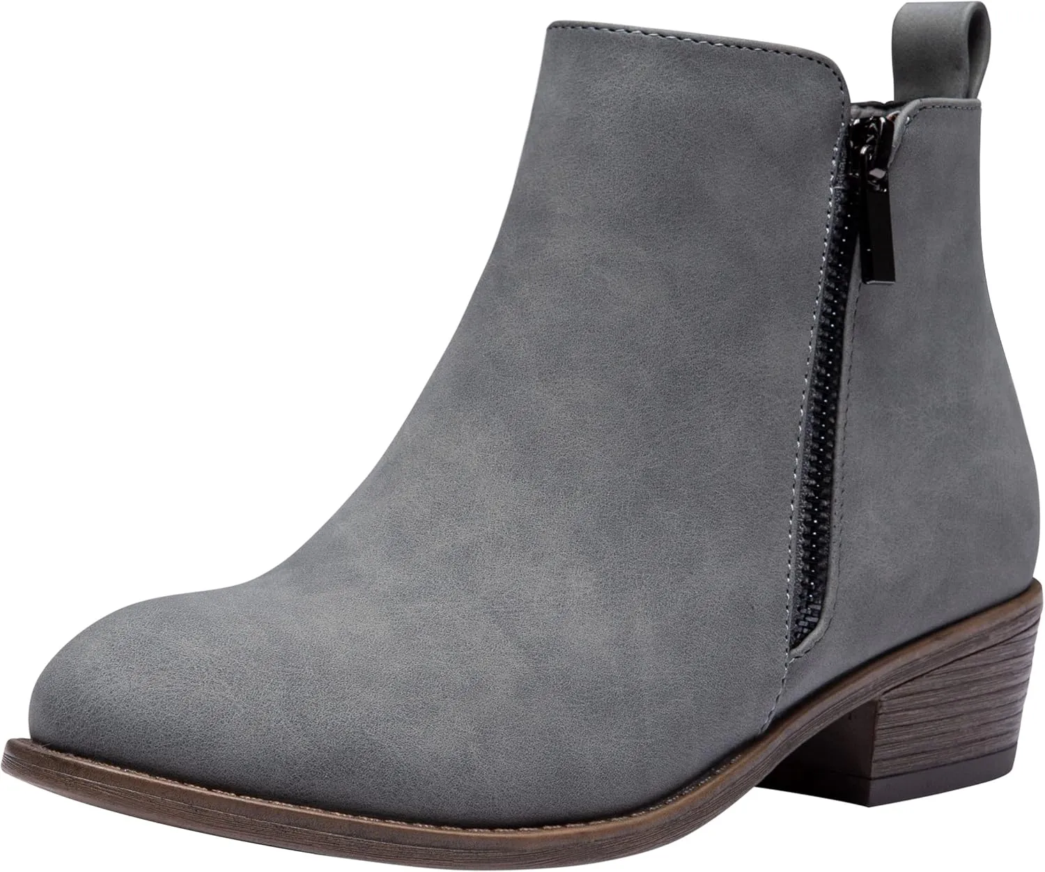 Vepose Women's Ankle Boots Low Heel Casual Boot Round Toe Zipper Booties for Women
