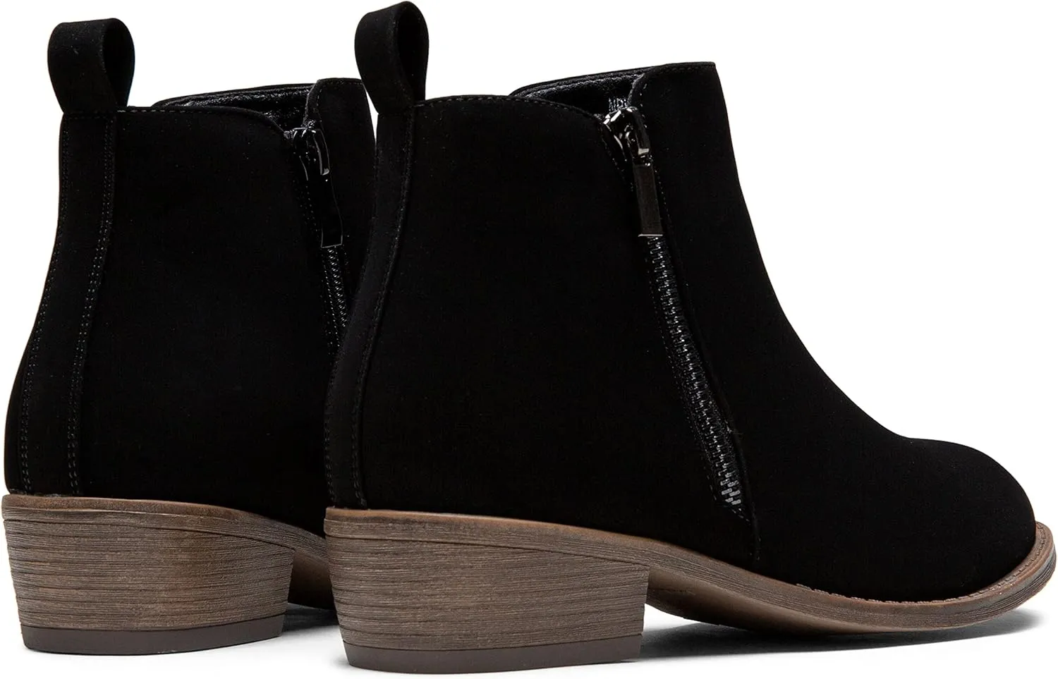 Vepose Women's Ankle Boots Low Heel Casual Boot Round Toe Zipper Booties for Women