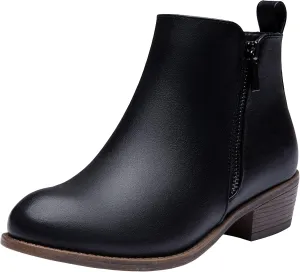 Vepose Women's Ankle Boots Low Heel Casual Boot Round Toe Zipper Booties for Women