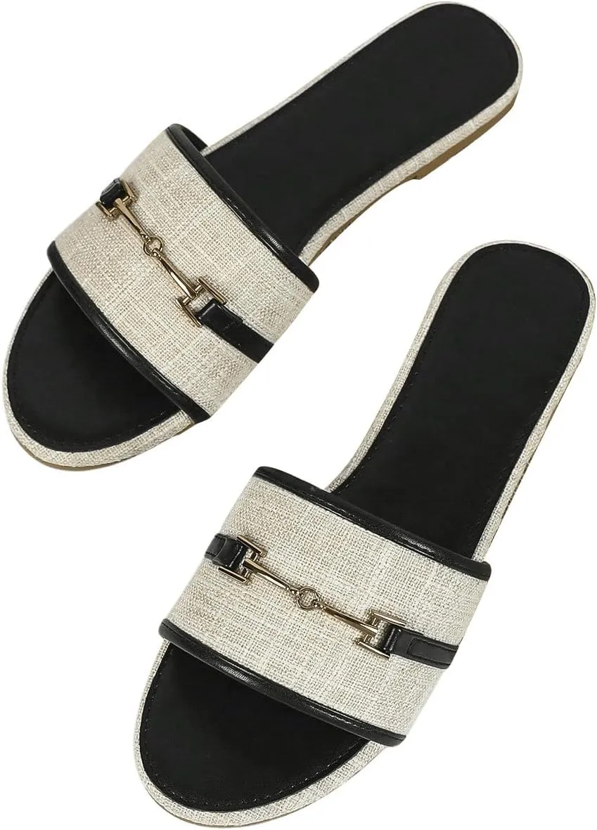 Verdusa Women's Open Toe Slides Single Band Slip On Flat Sandals Summer Shoes