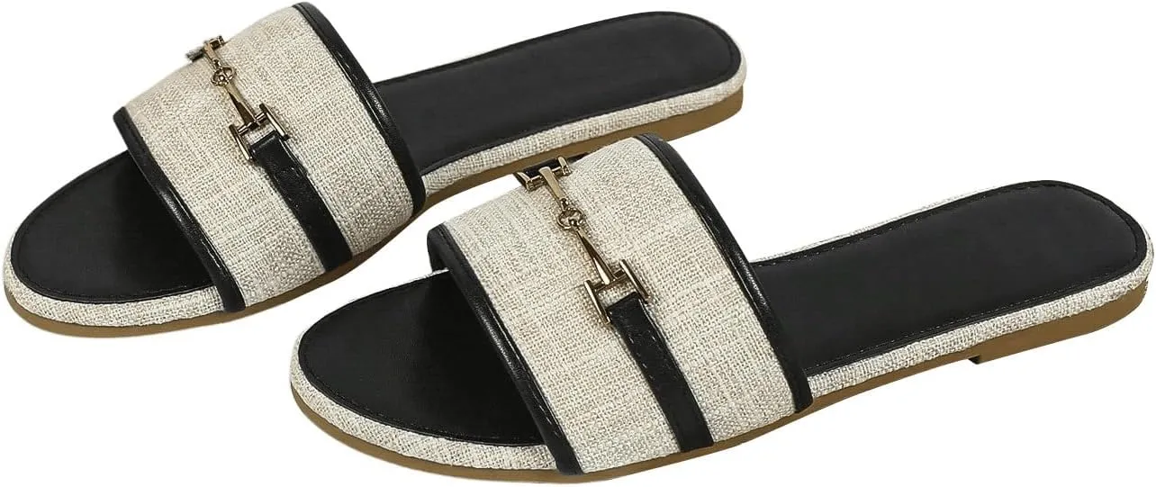 Verdusa Women's Open Toe Slides Single Band Slip On Flat Sandals Summer Shoes