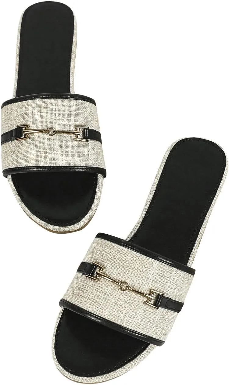 Verdusa Women's Open Toe Slides Single Band Slip On Flat Sandals Summer Shoes