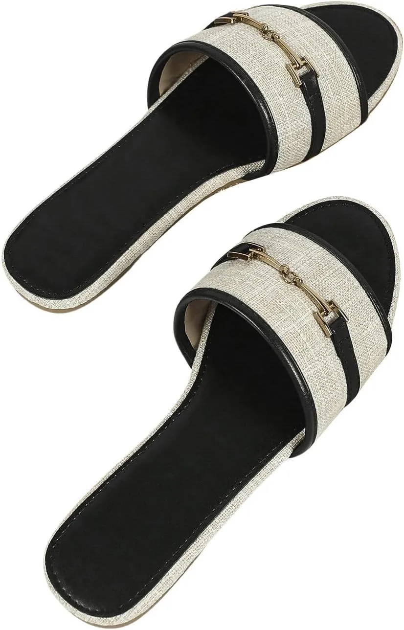 Verdusa Women's Open Toe Slides Single Band Slip On Flat Sandals Summer Shoes