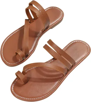 Verdusa Women's Strappy Thong Sandals Beach Sandals Boho Flats