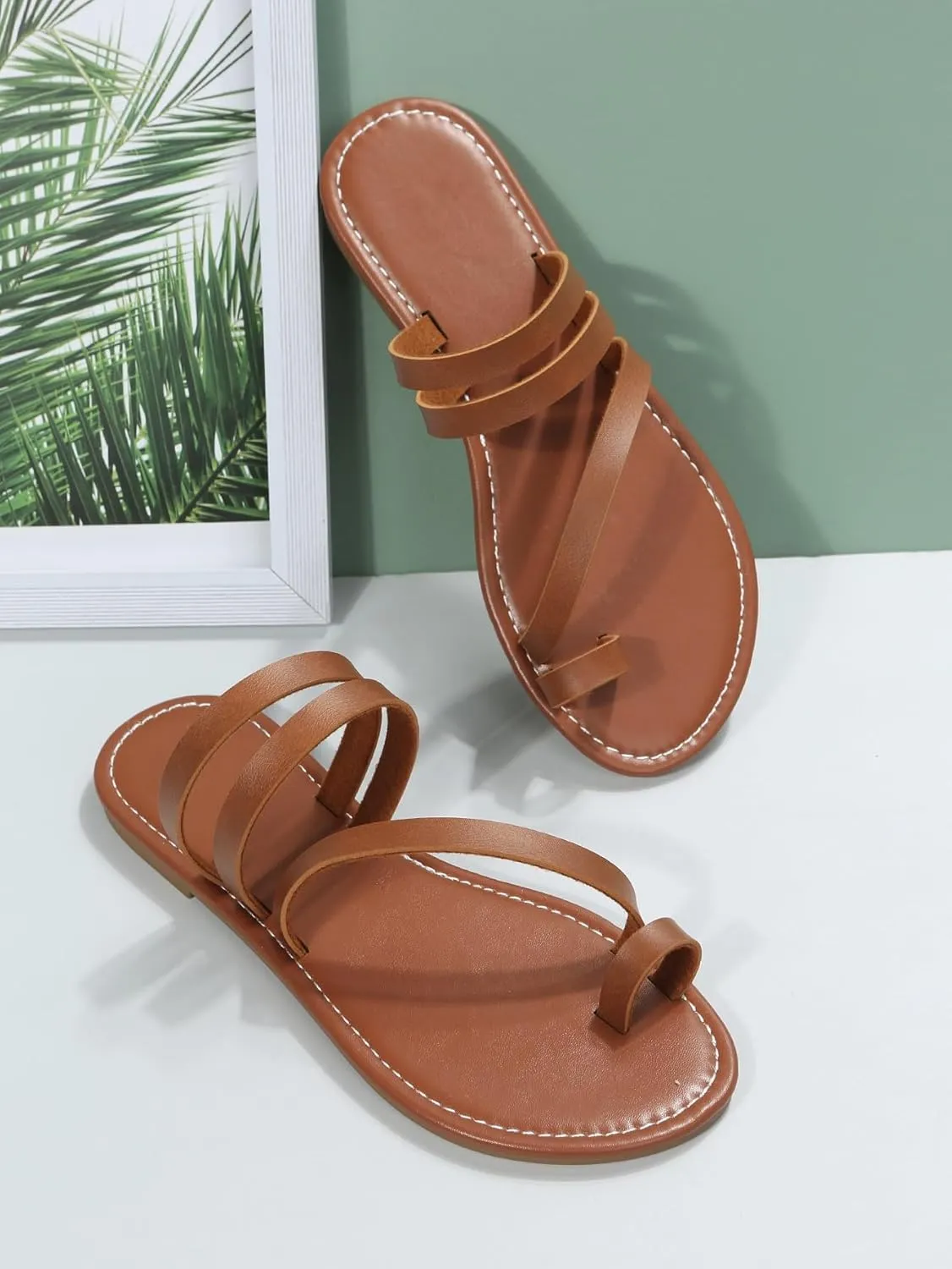 Verdusa Women's Strappy Thong Sandals Beach Sandals Boho Flats