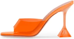 Vertundy Women's Clear Heeled Sandals Transparent Square Toe Mules Martini Stilettos Heels High Slip on Slipper