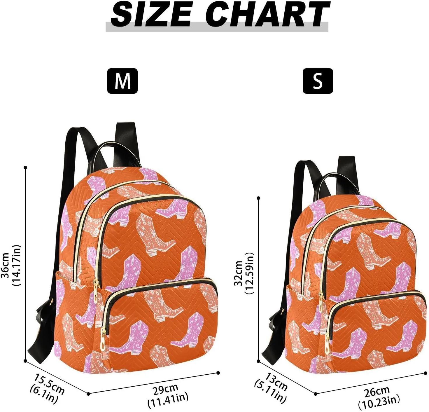 VIGTRO Women Fashion Backpack Quilted Mini Purse Bohemia West Boots, Lightweight Travel Casual Shoulder Backpack with Adjustable Straps Size S