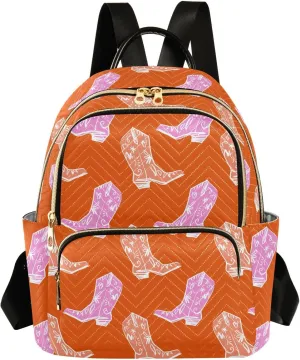 VIGTRO Women Fashion Backpack Quilted Mini Purse Bohemia West Boots, Lightweight Travel Casual Shoulder Backpack with Adjustable Straps Size S