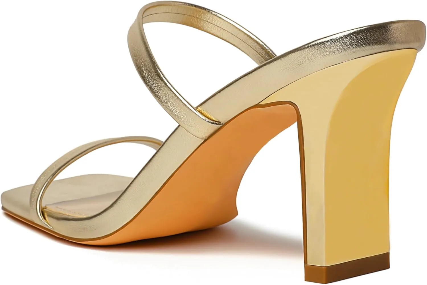 vivianly Womens Chunky Heels 3.15 Inch Square Toe Heeled Sandals Slip On Block Heels Sandals Two Strap Heeled Mules