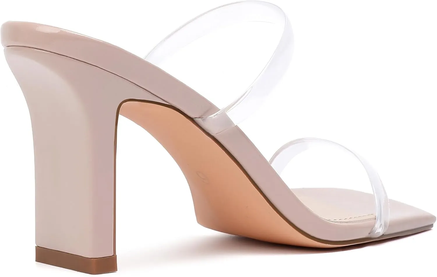 vivianly Womens Chunky Heels 3.15 Inch Square Toe Heeled Sandals Slip On Block Heels Sandals Two Strap Heeled Mules