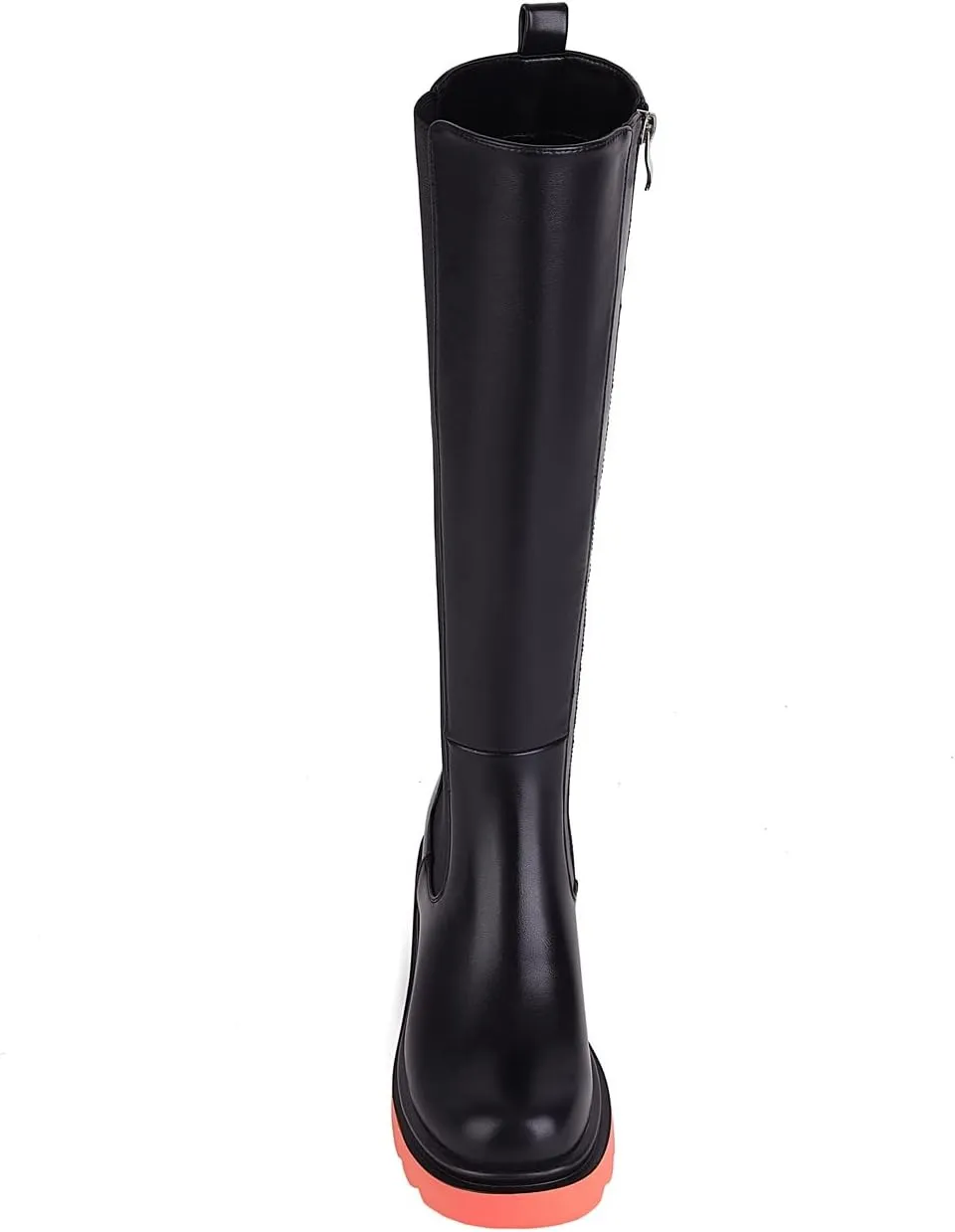 Vivianly Women's Knee High Chunky Block Heel Elastic Lug Sole Stretch Riding Boots with Round Toe and Side Zipper Platform Boots