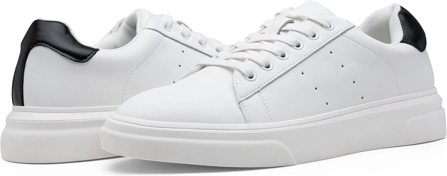 Vostey Men's Fashion Sneakers Leather White Shoes for Men Comfortable Mens Casual Shoes