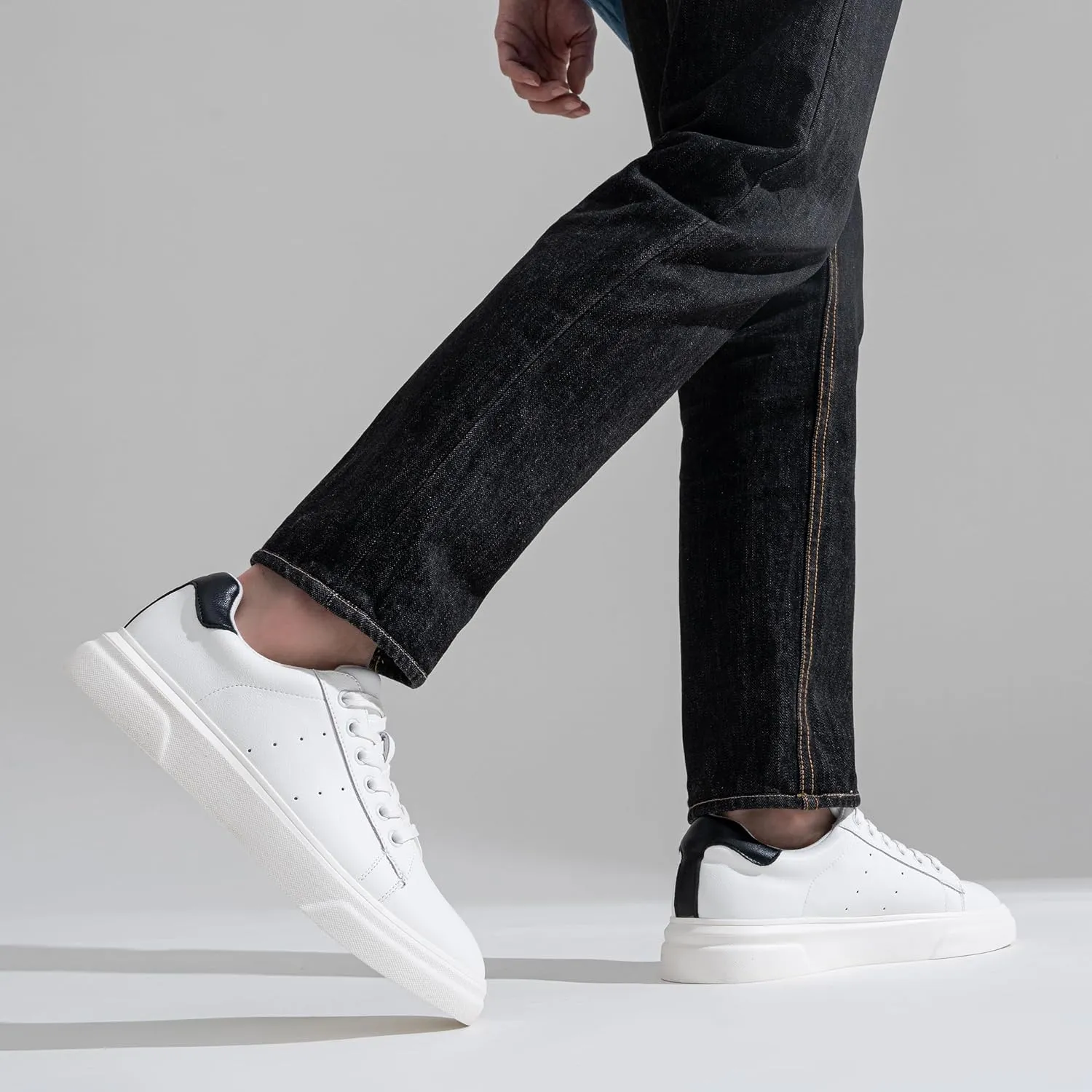 Vostey Men's Fashion Sneakers Leather White Shoes for Men Comfortable Mens Casual Shoes