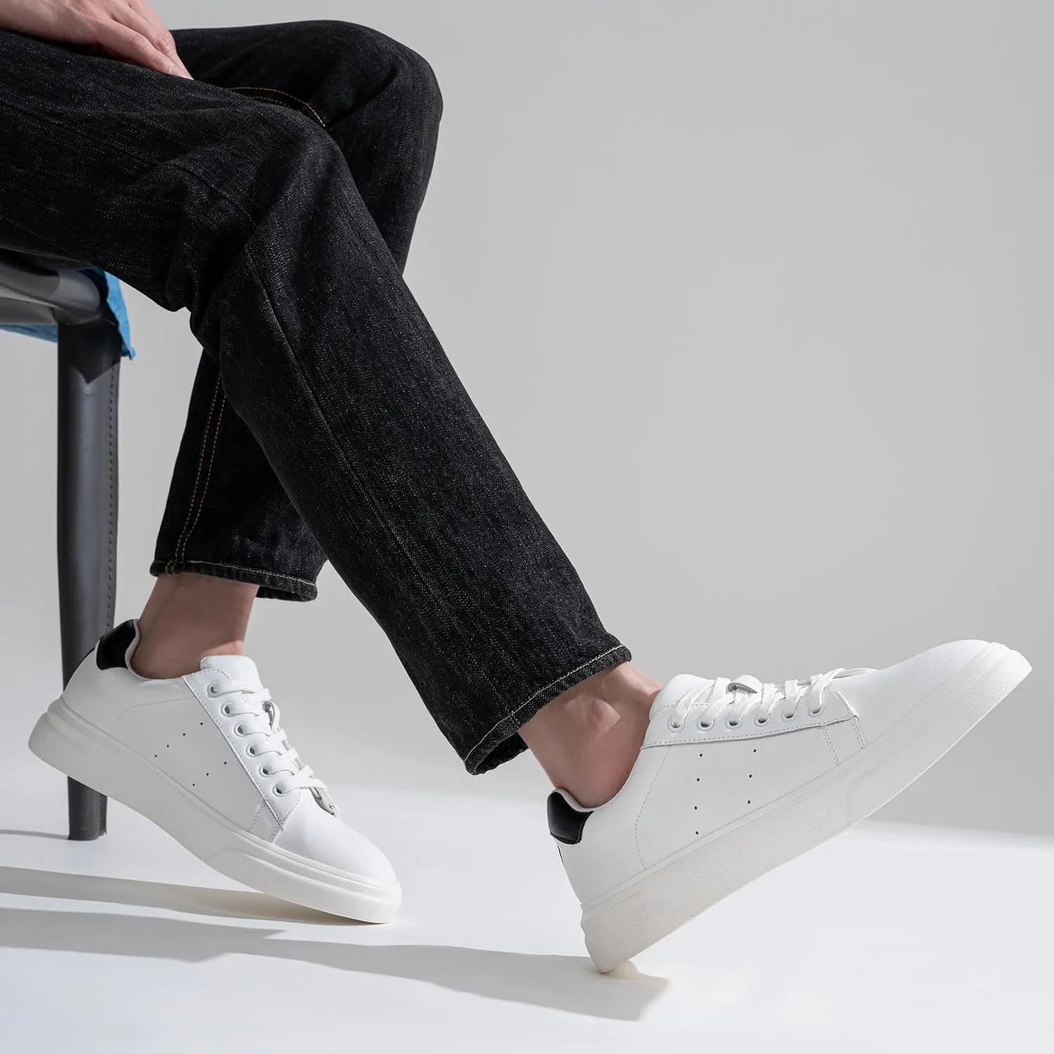 Vostey Men's Fashion Sneakers Leather White Shoes for Men Comfortable Mens Casual Shoes