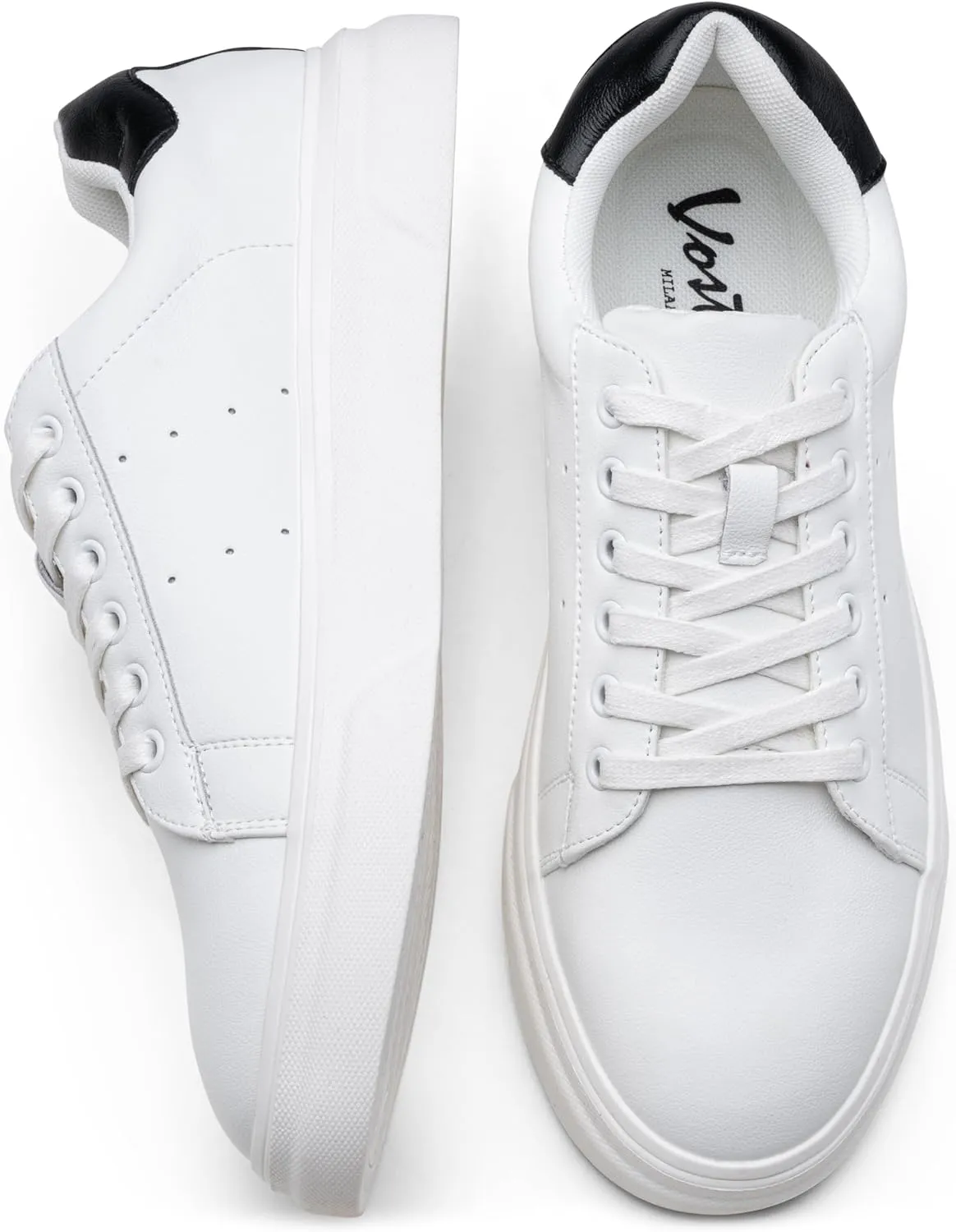 Vostey Men's Fashion Sneakers Leather White Shoes for Men Comfortable Mens Casual Shoes