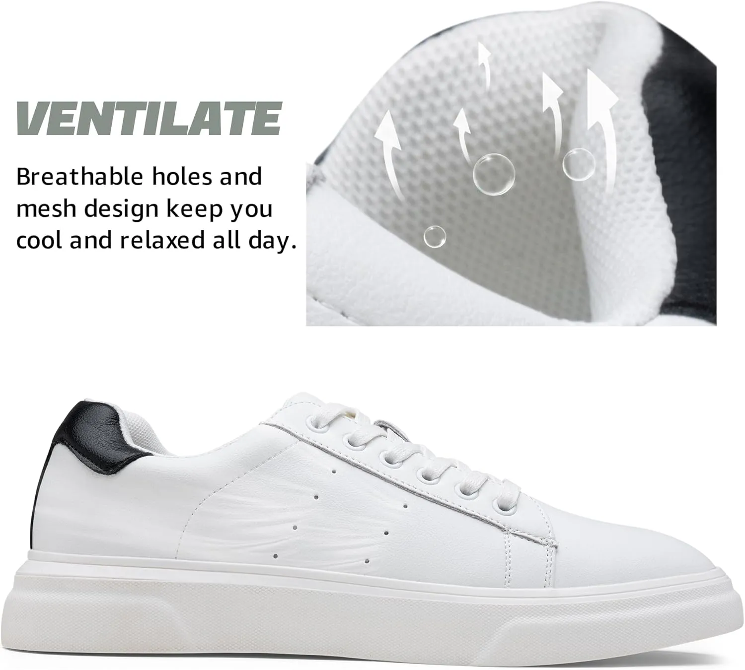 Vostey Men's Fashion Sneakers Leather White Shoes for Men Comfortable Mens Casual Shoes
