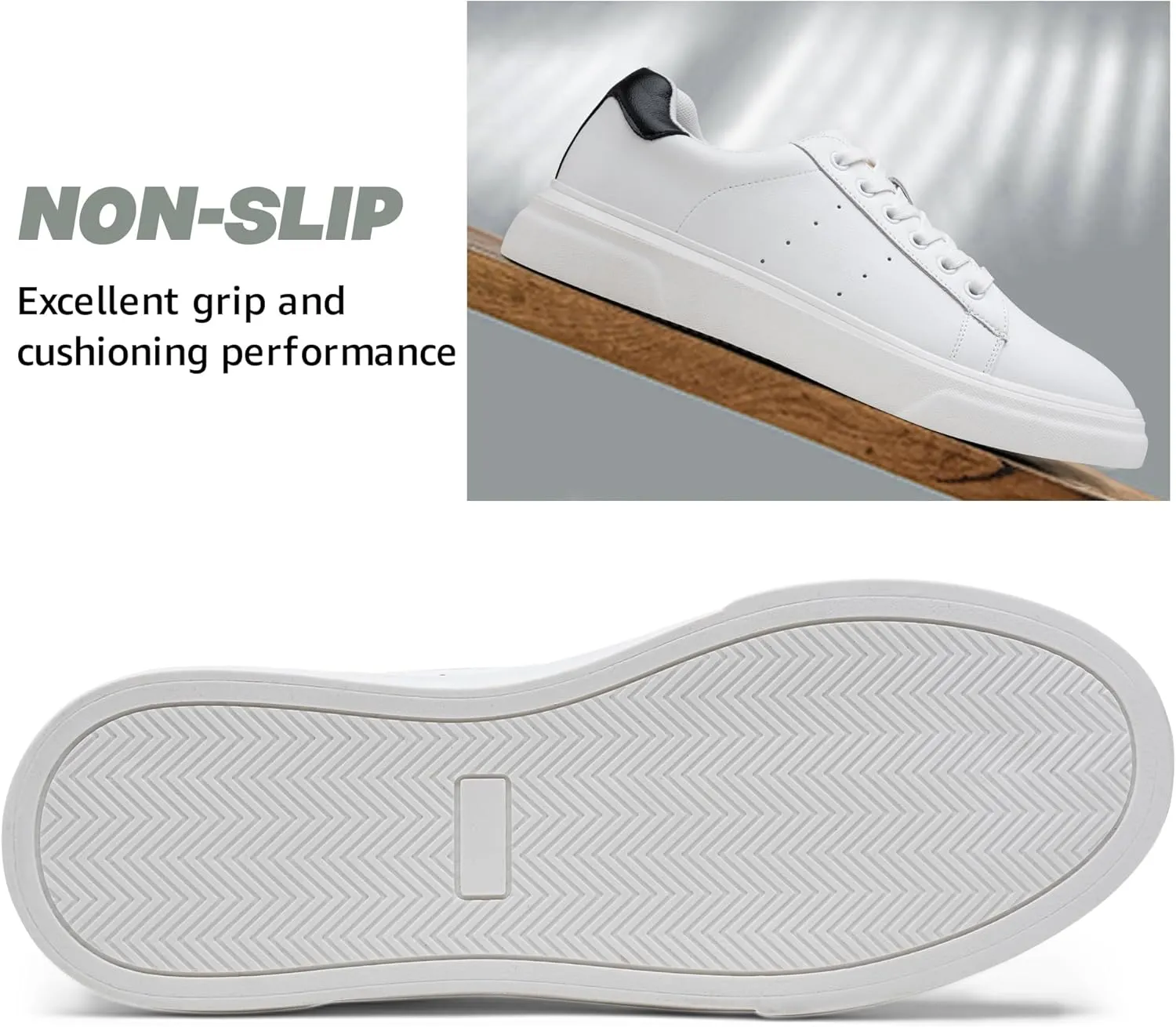 Vostey Men's Fashion Sneakers Leather White Shoes for Men Comfortable Mens Casual Shoes