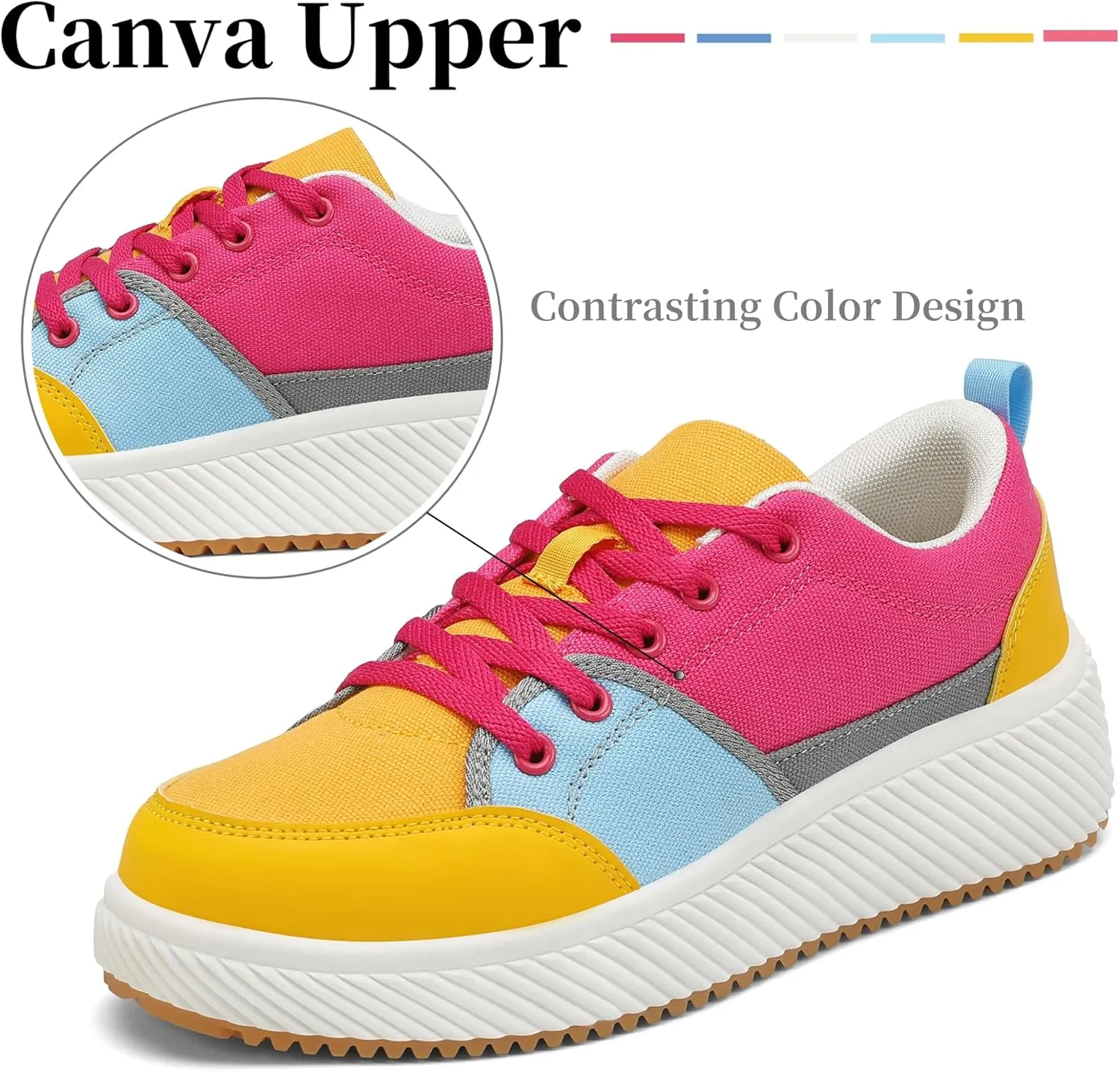 VZQ Platform Sneakers for Women,Comfortable Low Top Braided Womens Chunky Sneakers Casual Classic Tennis Shoes for Walking