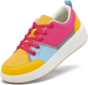 VZQ Platform Sneakers for Women,Comfortable Low Top Braided Womens Chunky Sneakers Casual Classic Tennis Shoes for Walking