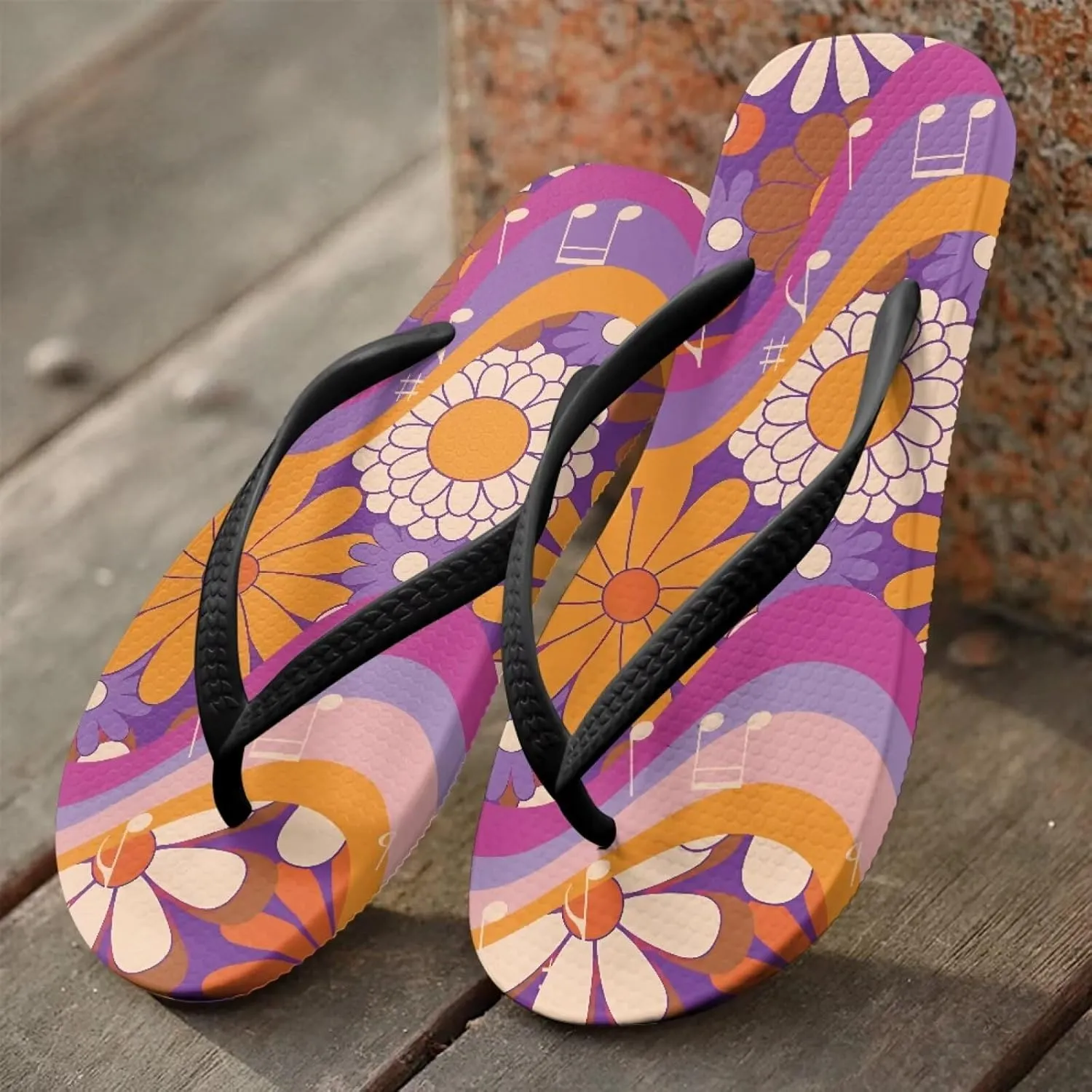 Walking Flip Flops Flat Sandal Yoga Mat Summer Beach Shoe Thong Slippers for Women with Arch Support