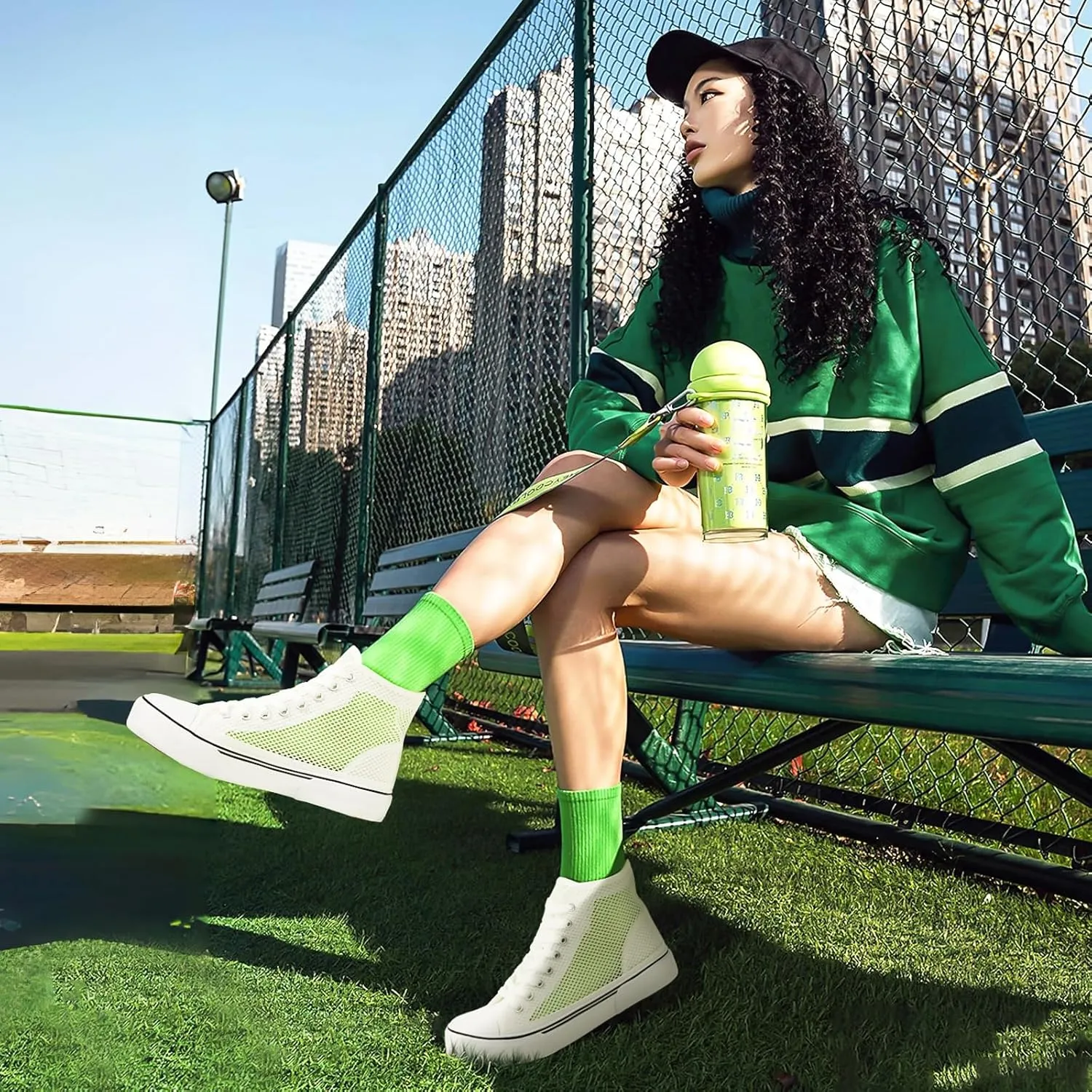 Waluzs High Top Sneakers for Women High Tops White Tennis Shoes Women's Summer Mesh Shoes Fashion Canvas Sneakers