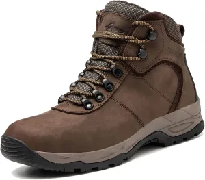 Waterproof Hiking Boots for Men, 6" Comfortable Soft Toe Shoes Mid Non Slip Hiking Shoes Outdoor Travel Shoes Leather Hiking Backpack Boots
