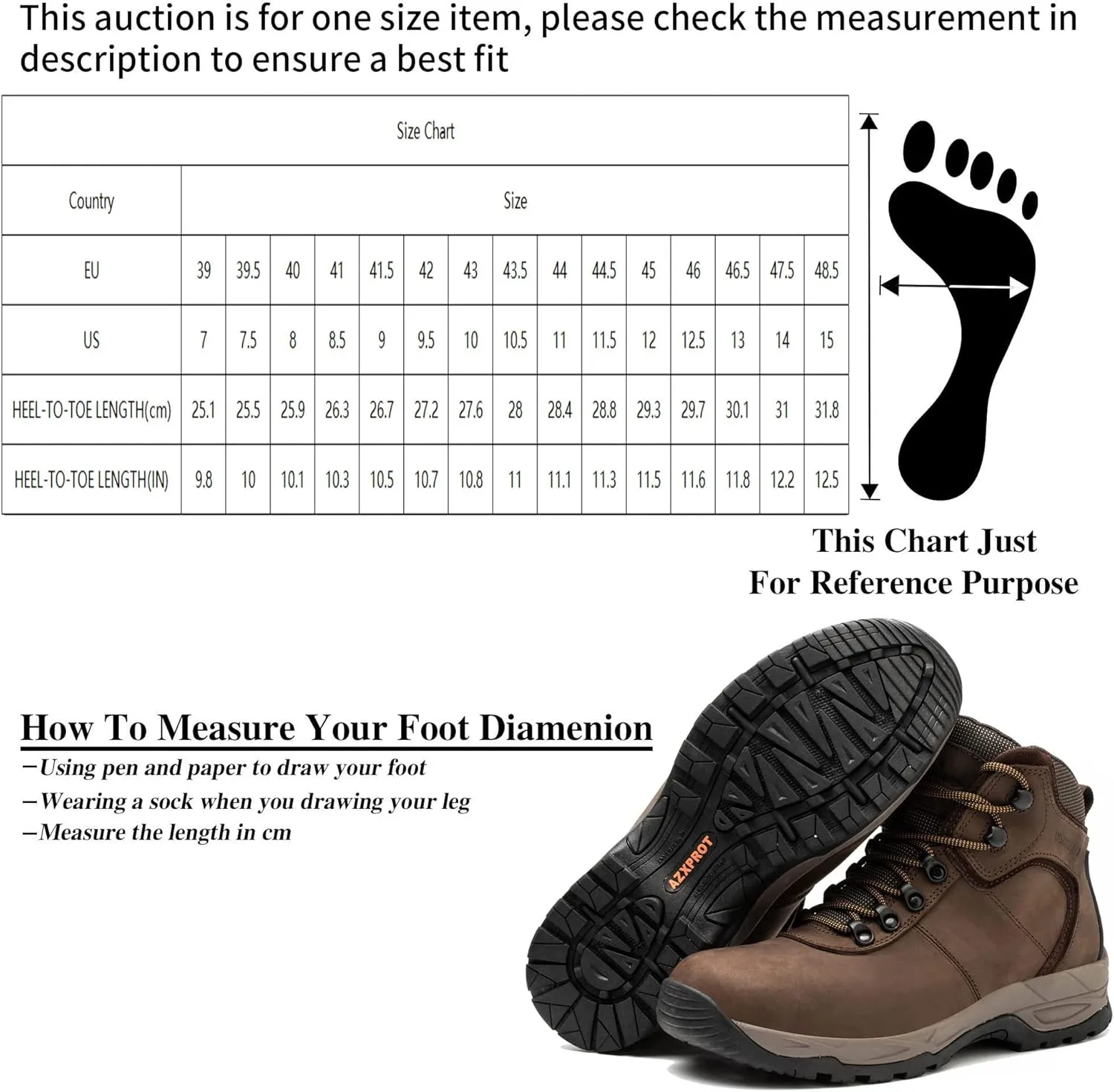 Waterproof Hiking Boots for Men, 6" Comfortable Soft Toe Shoes Mid Non Slip Hiking Shoes Outdoor Travel Shoes Leather Hiking Backpack Boots