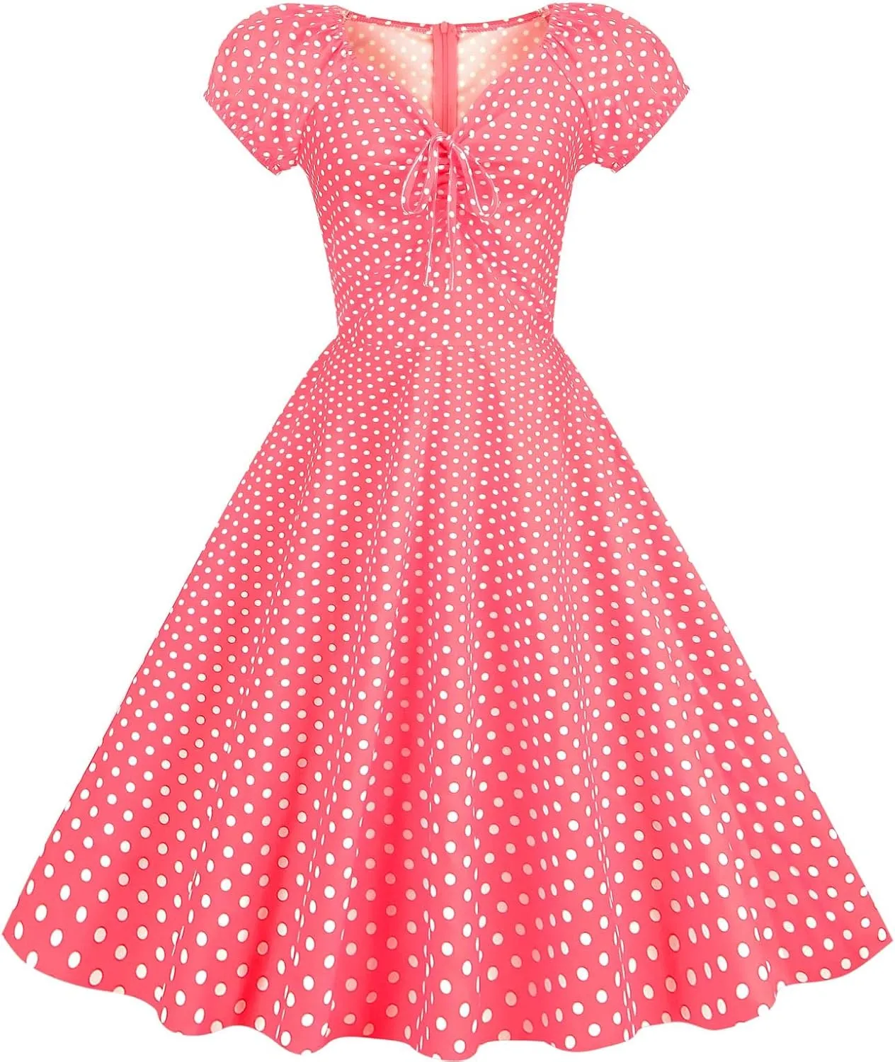 Wedding Guest Dresses for Women Vintage Short Sleeve Polka Audrey 1950s Retro Cocktail Dress Hepburn Prom Party Dress