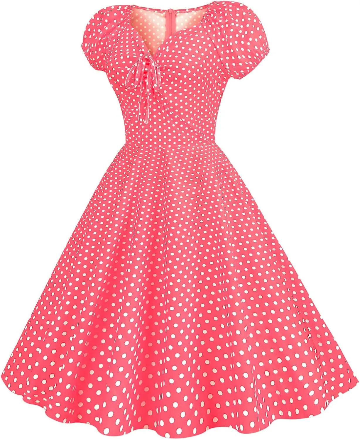 Wedding Guest Dresses for Women Vintage Short Sleeve Polka Audrey 1950s Retro Cocktail Dress Hepburn Prom Party Dress
